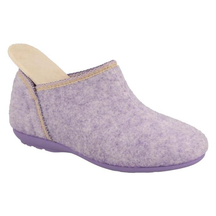 Women's Wide Fit DB Reedmace Ankle Slippers in Lilac Felt - Image 4