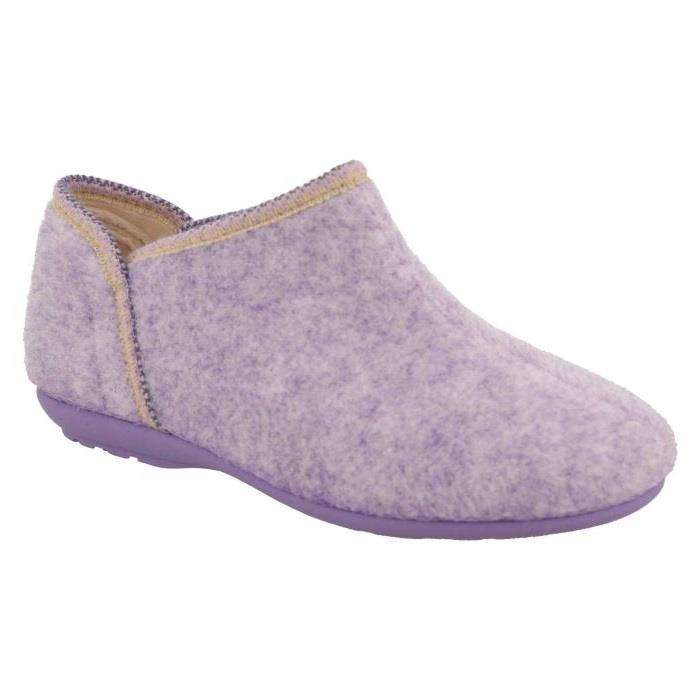 Women's Wide Fit DB Reedmace Ankle Slippers in Lilac Felt - Image 3
