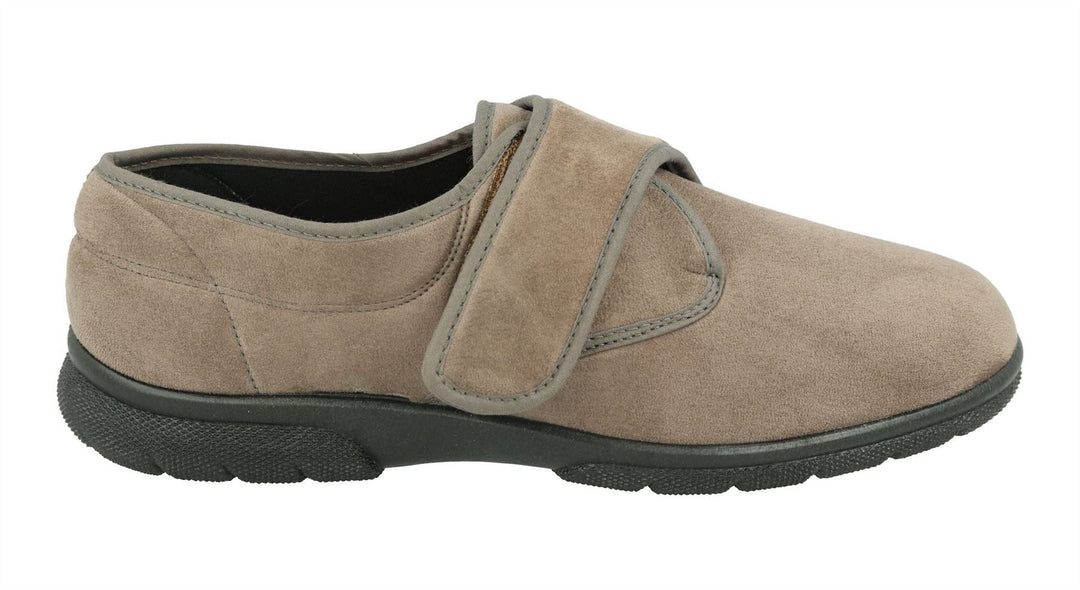 Men's Wide Fit DB Edison Slippers in Black Stretch Suedette - Image 7