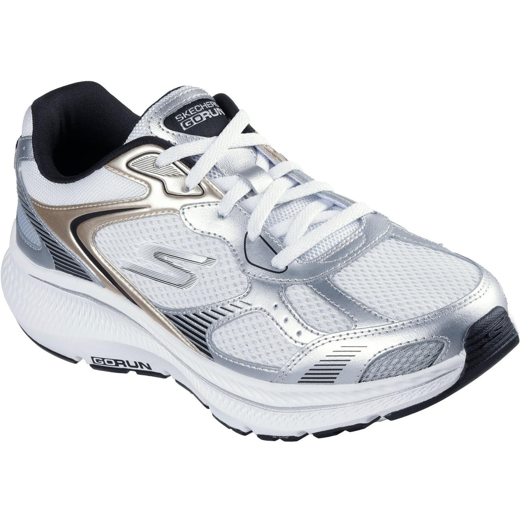 Women's Wide Fit Skechers 128633 Go Run Consistent 2.0 Volt Trainers in White/Silver/Black - Image 3