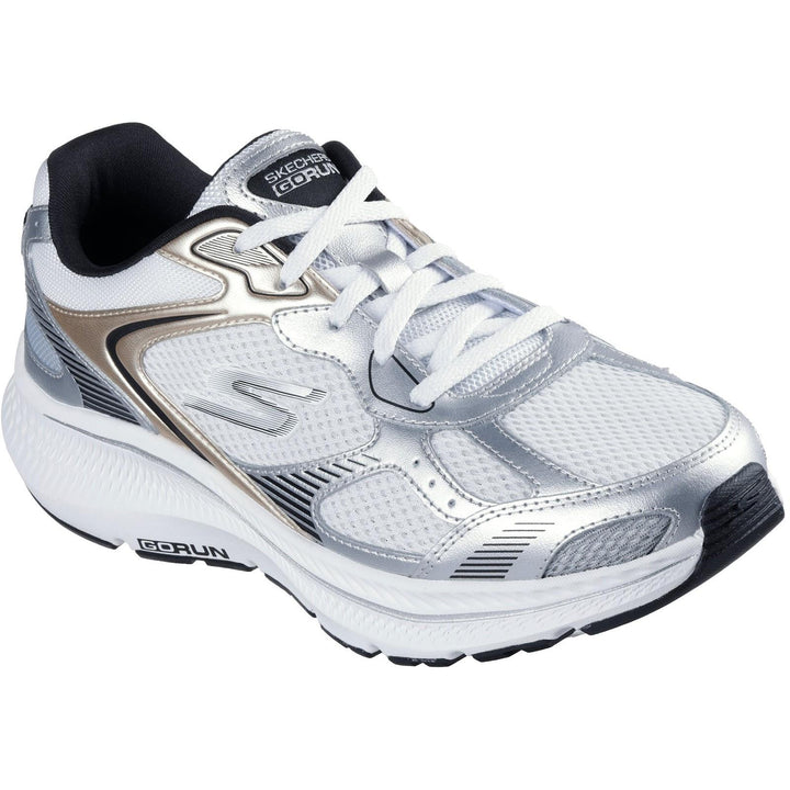 Women's Wide Fit Skechers 128633 Go Run Consistent 2.0 Volt Trainers in White/Silver/Black - Image 1