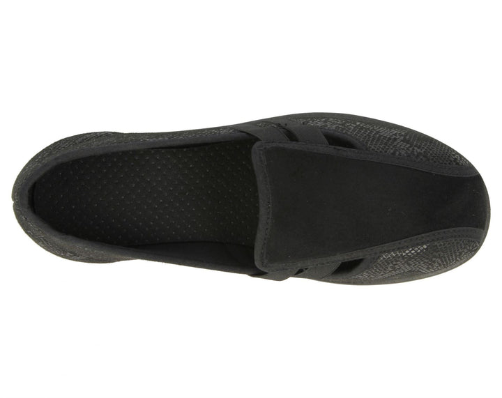 Womens Wide Fit DB Peterborough Shoes in Navy Suedette / Stretch - Image 1