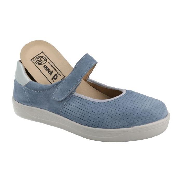 Women's Wide Fit DB Lynx Shoes in Sky Blue Leather / Suede - Image 1