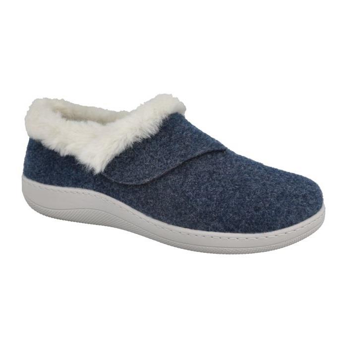 Women's Wide Fit DB Talala Slippers in Navy Felt - Image 1