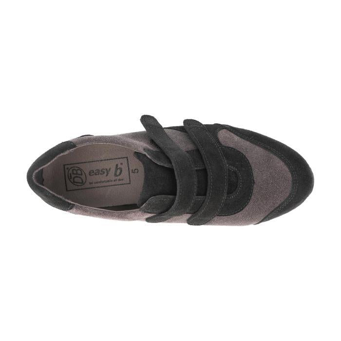 Women's Wide Fit DB Stonechat Trainers in Black / Charcoal Suede - Image 5