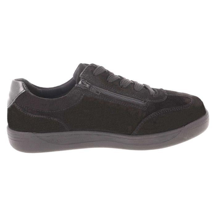 Women's Wide Fit DB Hannah Lace Up Trainers in Black Suede - Image 1