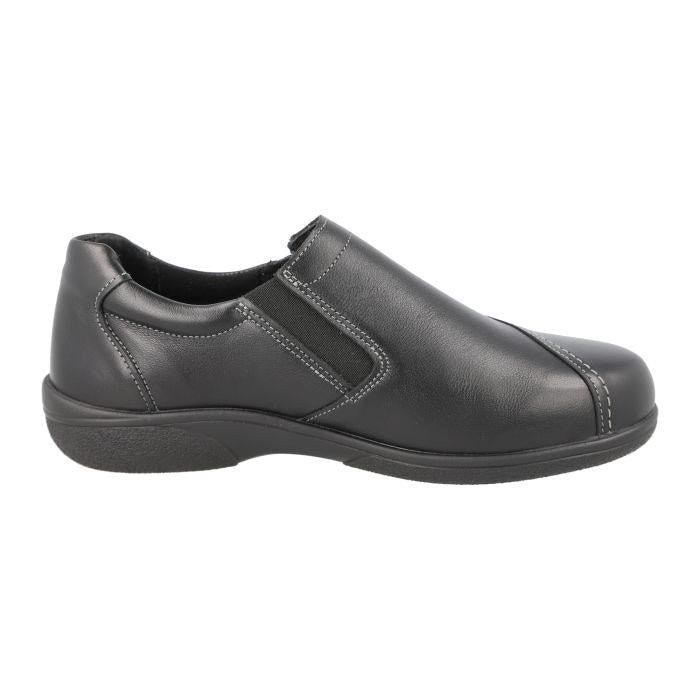 Women's Wide Fit DB Haven Shoes in Black Leather - Image 1