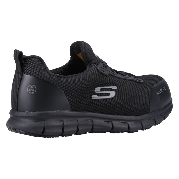 Women's Wide Fit Skechers 108041EC Sure Track Jixie Safety Trainers in Black - Image 1