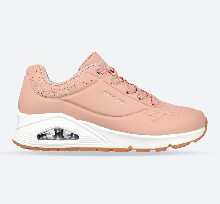 Women's Wide Fit Skechers 73690 Uno Stand On Air Sports Trainers - Blush in Blush - Image 1