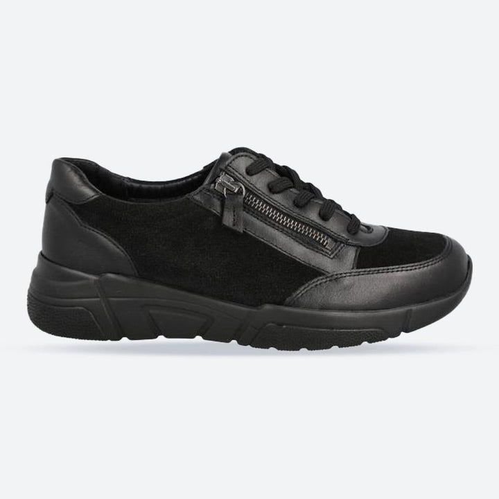 Women's Wide Fit DB Granby Shoes in Black Lea / Suede - Image 1