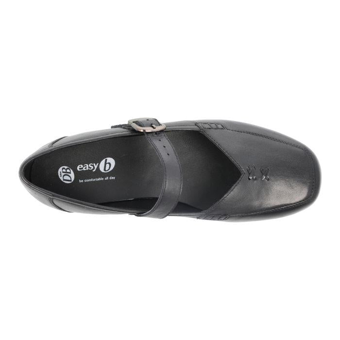 Women's Wide Fit DB Fowey Shoes in Black Leather / Patent - Image 1