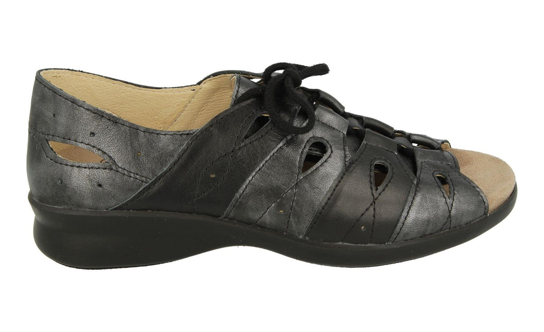 Womens Wide Fit DB Hazel Sandals in Black / Pewter - Image 2
