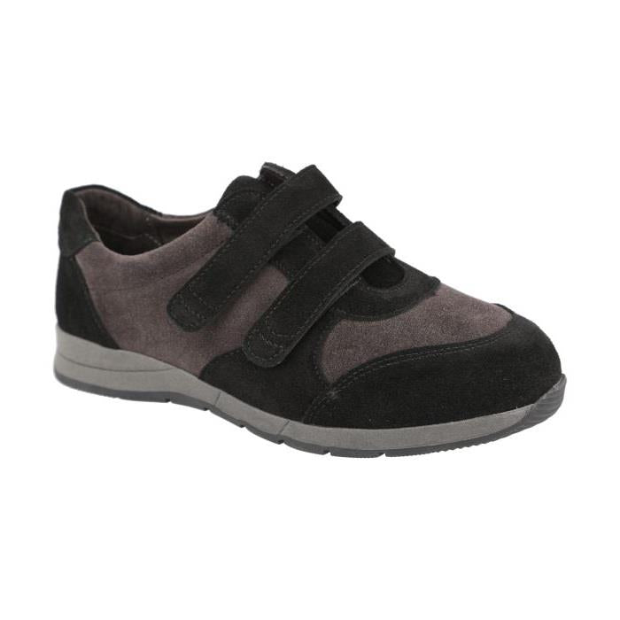 Women's Wide Fit DB Stonechat Trainers in Black / Charcoal Suede - Image 3