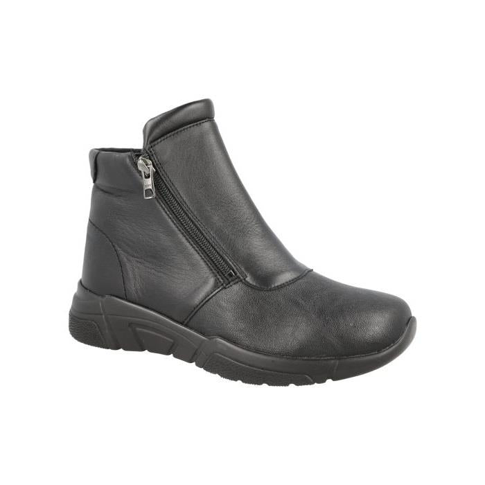 Women's Wide Fit DB Farnham Boots in Black lea / stretch pu - Image 3