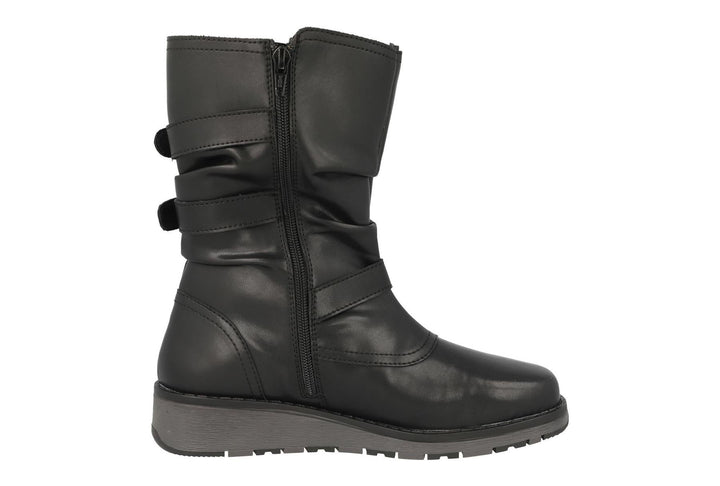 Women's Wide Fit DB Muntjac Boots in Black Smooth Synthetic - Image 1