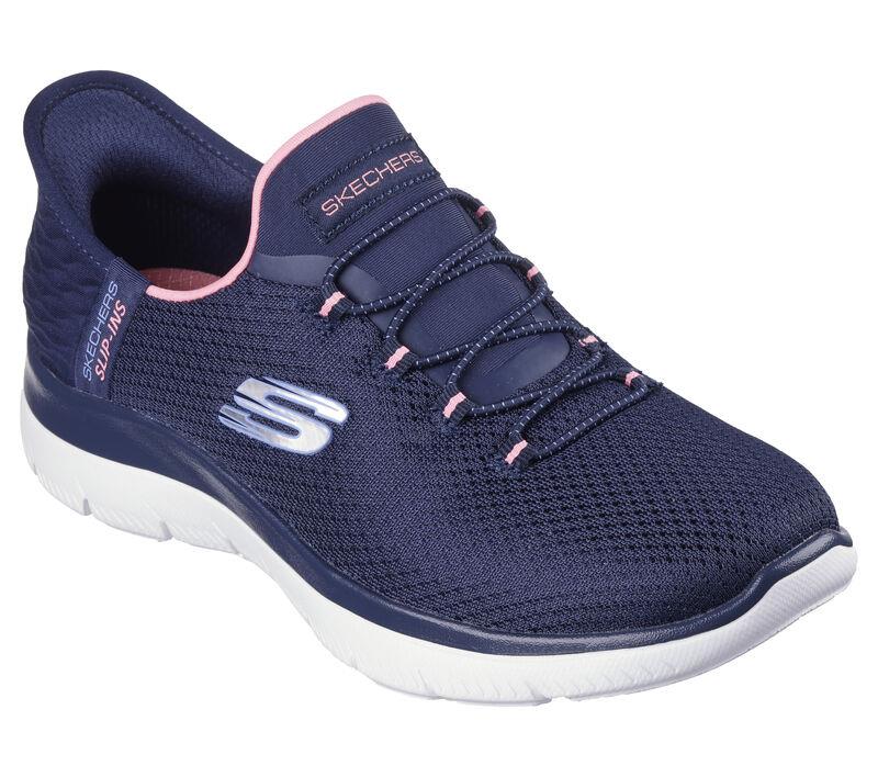 Women's Wide Fit Skechers 150123 Slip-ins  Summits Diamond Dream Trainers in Navy/Pink - Image 3