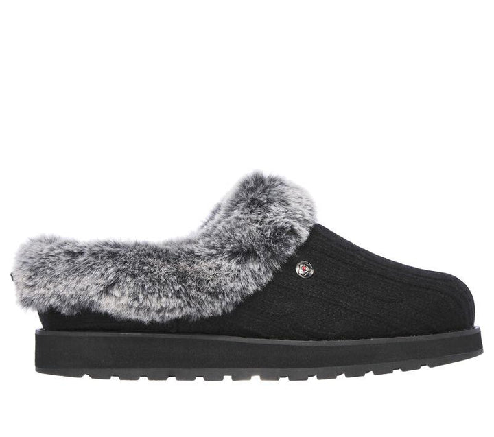 Womens Wide Fit Skechers Keepsakes Ice Angel Mule Slippers - Exclusive in Black - Image 1