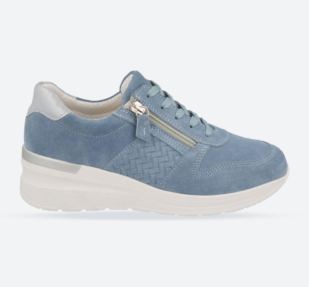 Women's Wide Fit DB Arabia Trainers in Sky Blue Suede - Image 1