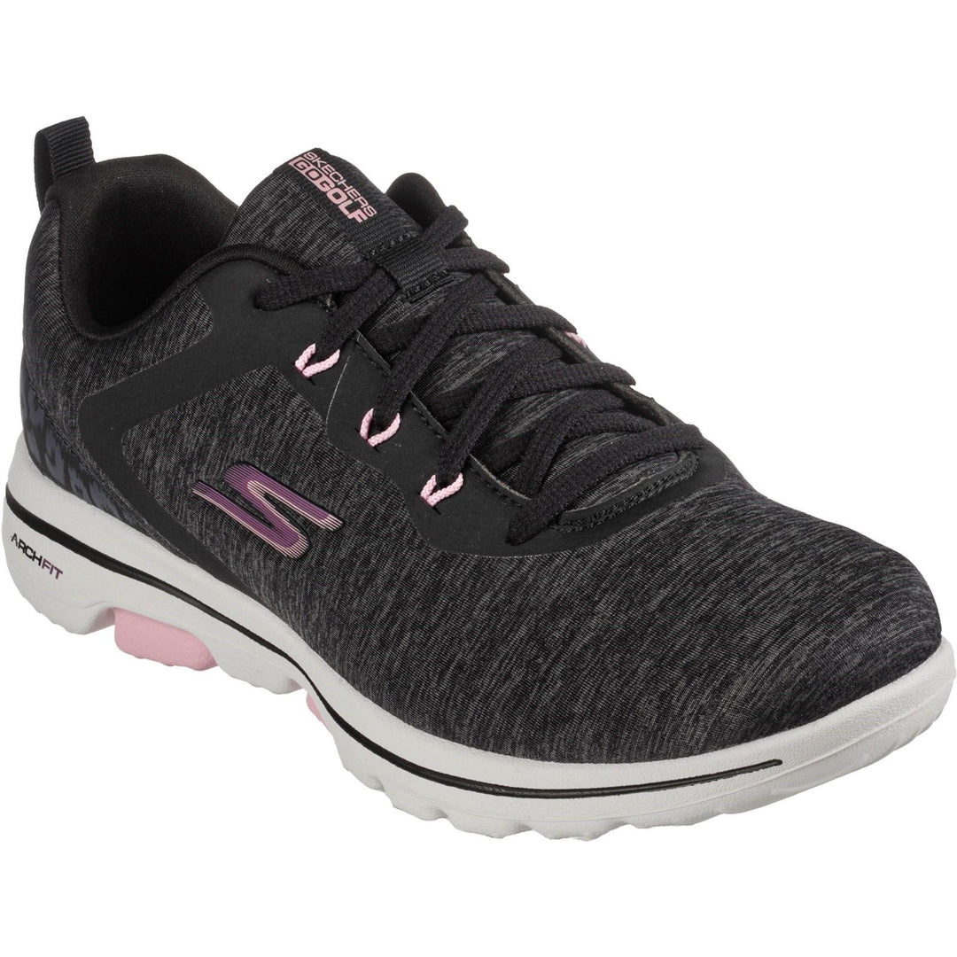 Women's Wide Fit Skechers Go Golf Walk 5 Trainers in Black/White - Image 3