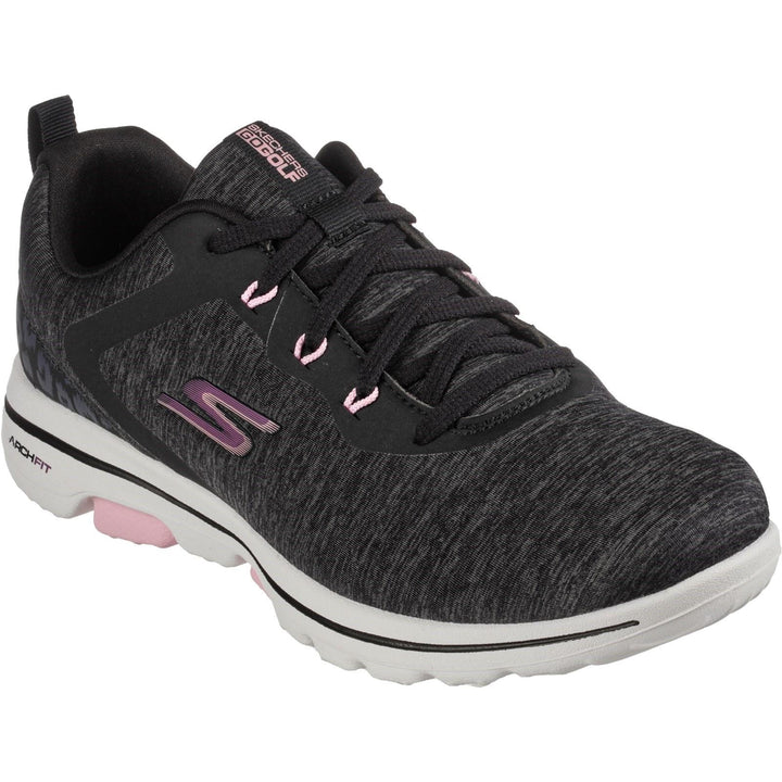 Women's Wide Fit Skechers Go Golf Walk 5 Trainers in Black/White - Image 1