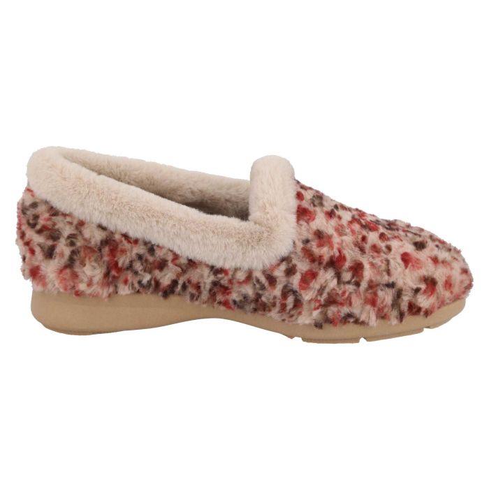 Women's Wide Fit DB Paige Slip on Slippers in Beige Multi Textile - Image 1