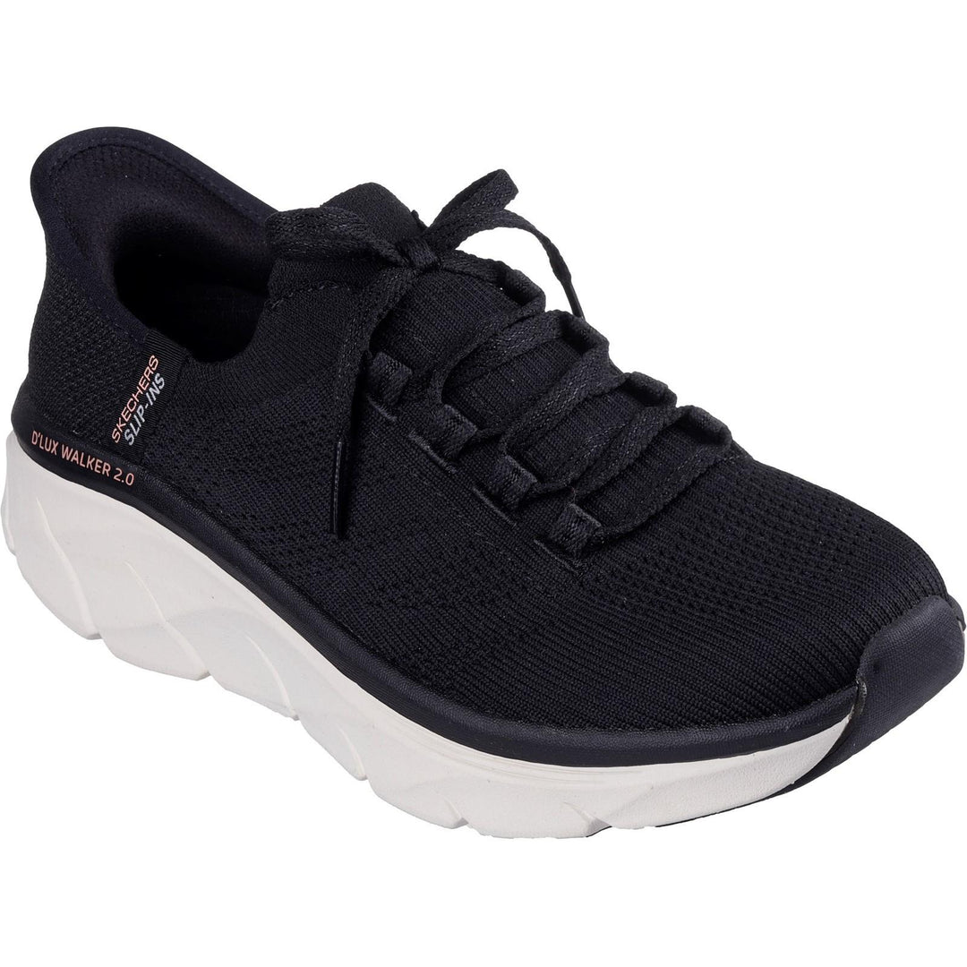 Women's Relaxed Fit Skechers 150105  Slip-ins Dlux Walker 2.0 Polyester Trainers in Black/Tan - Image 3