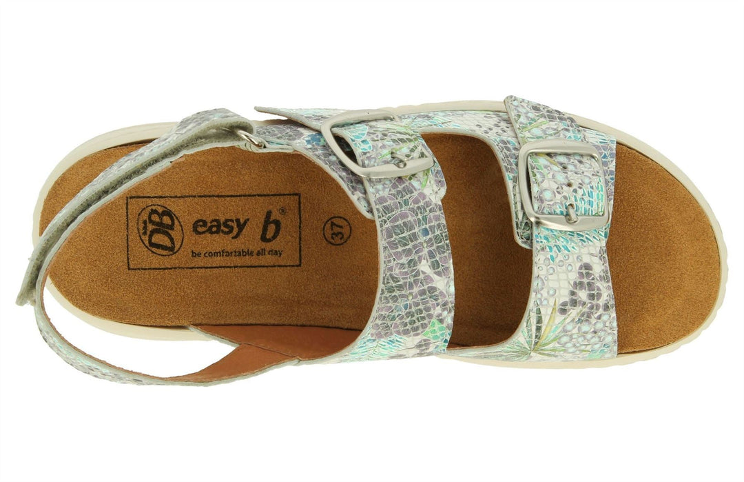 Womens Wide Fit DB Scarlett Sandals in Aqua Blue Leather - Image 5
