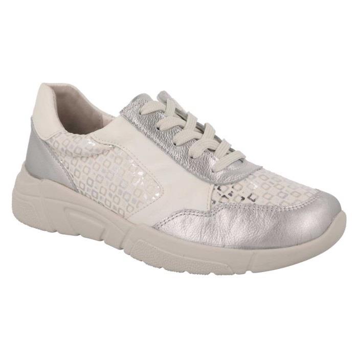 Women's Wide Fit DB Lauren Trainers in Navy / Silver / Leather / Multi - Image 1