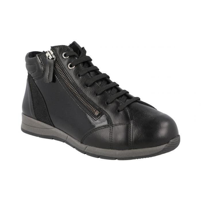 Women's Wide Fit DB Flycatcher Boots in Black Leather / Patent With Speckles - Image 3