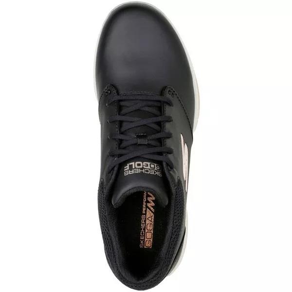 Women's Wide Fit Skechers 123027 Go Golf Elite 4 Hyper Golf Trainers in Black/Rose Gold - Image 4