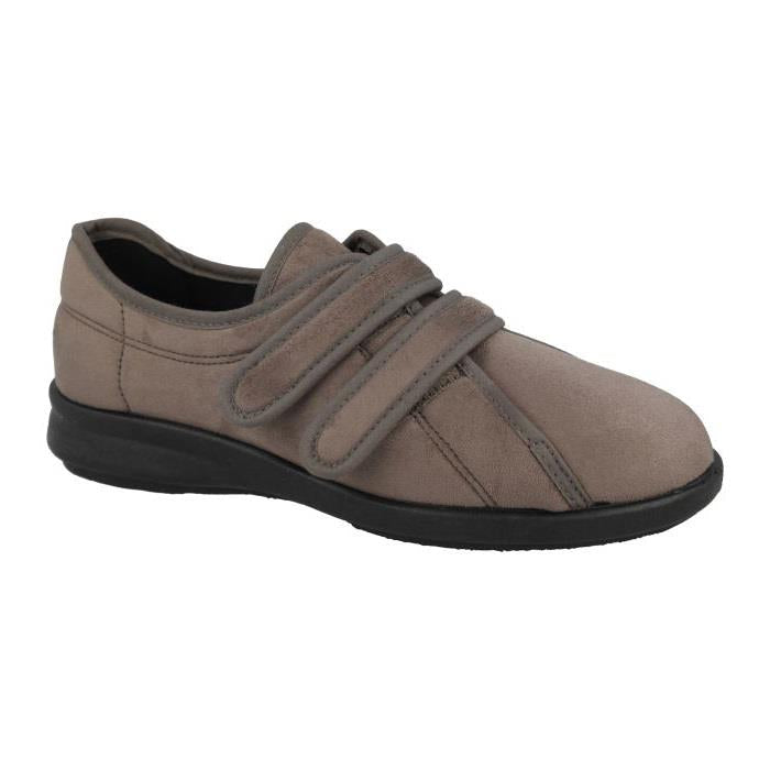 Women's Wide Fit DB Mansfield Slippers in Black Stretch Suedette - Image 1