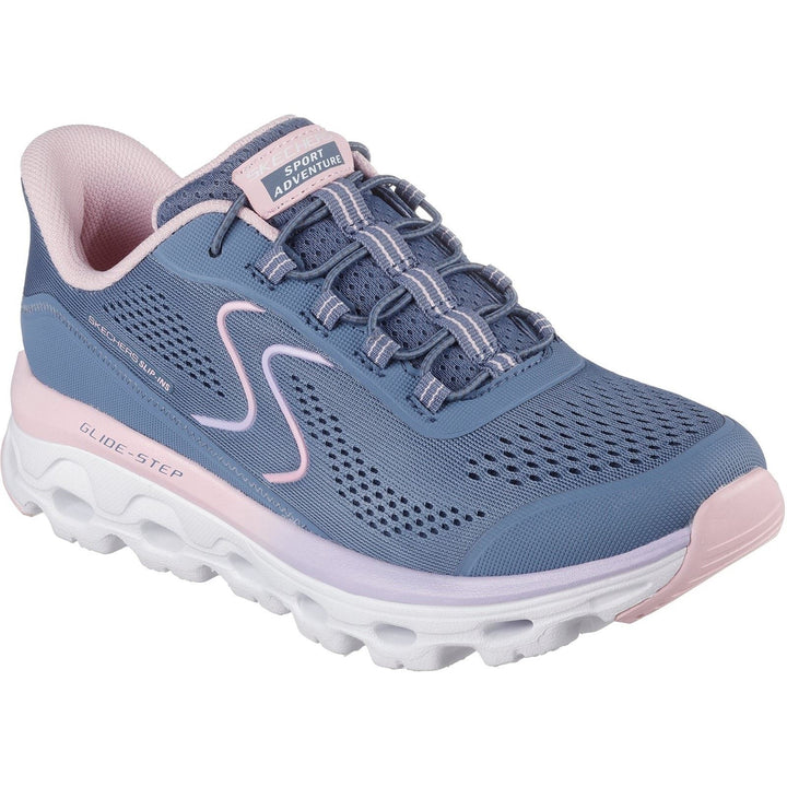 Women's Wide Fit Skechers 180272 Slip-ins Glide Step Sole Trainers in Slate/Pink - Image 1