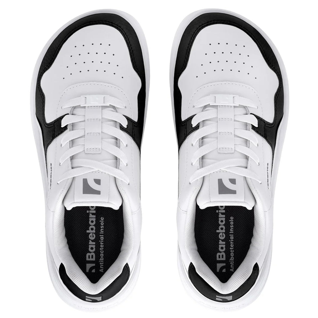 Men's Wide Fit Barefoot Barebarics Zing Walking/Running Trainers in White/Black - Image 4