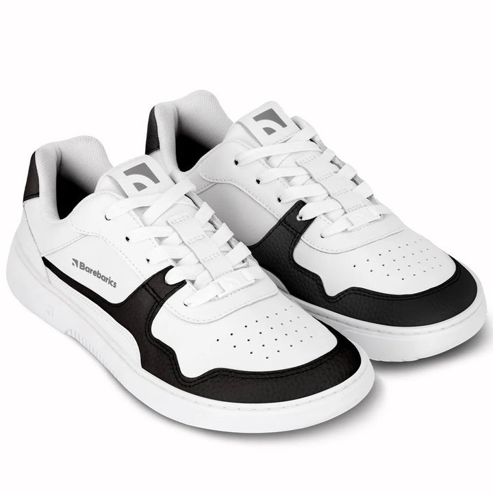 Men's Wide Fit Barefoot Barebarics Zing Walking/Running Trainers in White/Black - Image 1