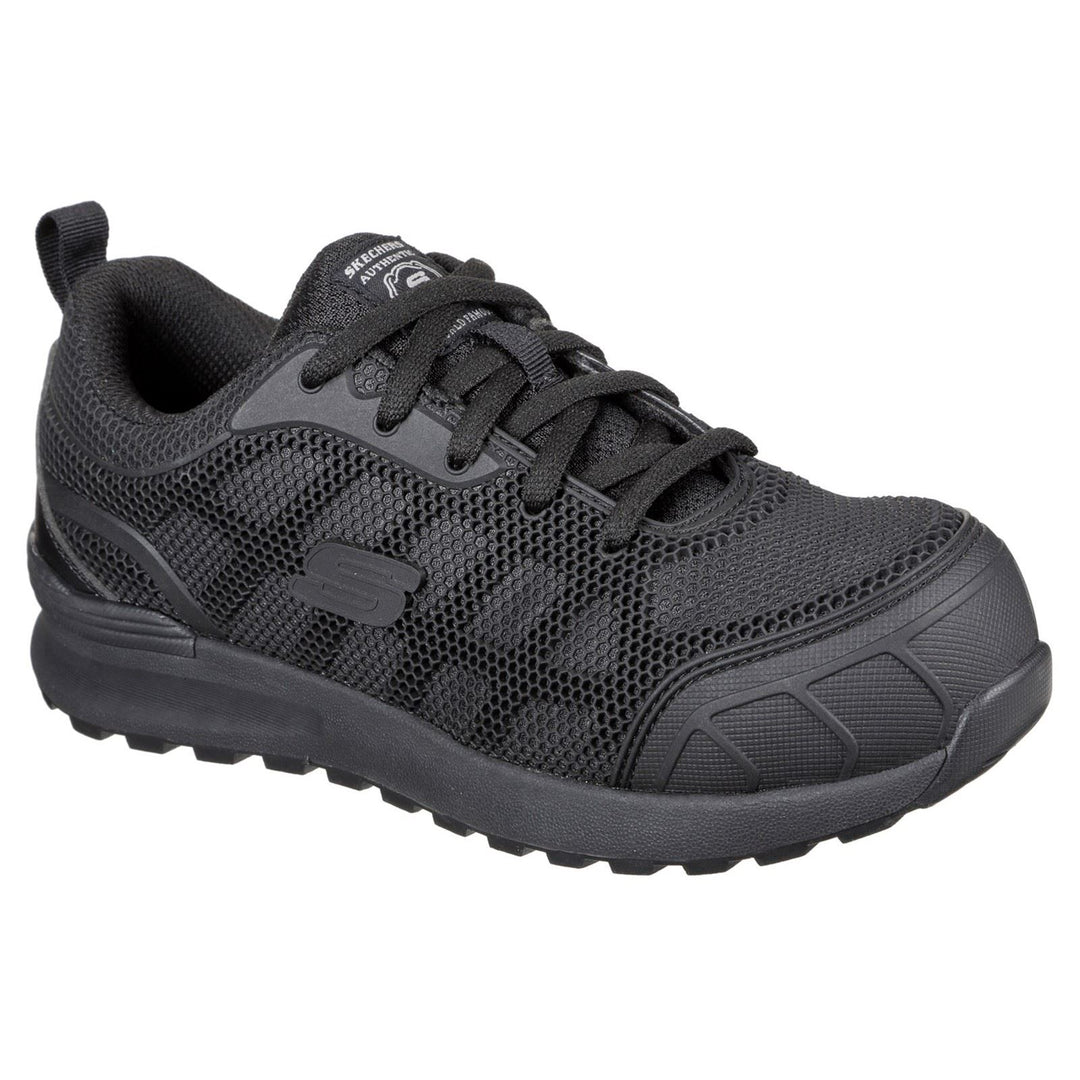 Women's Wide Fit Skechers 77289EC Bulklin Ayak Safety Shoes in Black/Black - Image 3