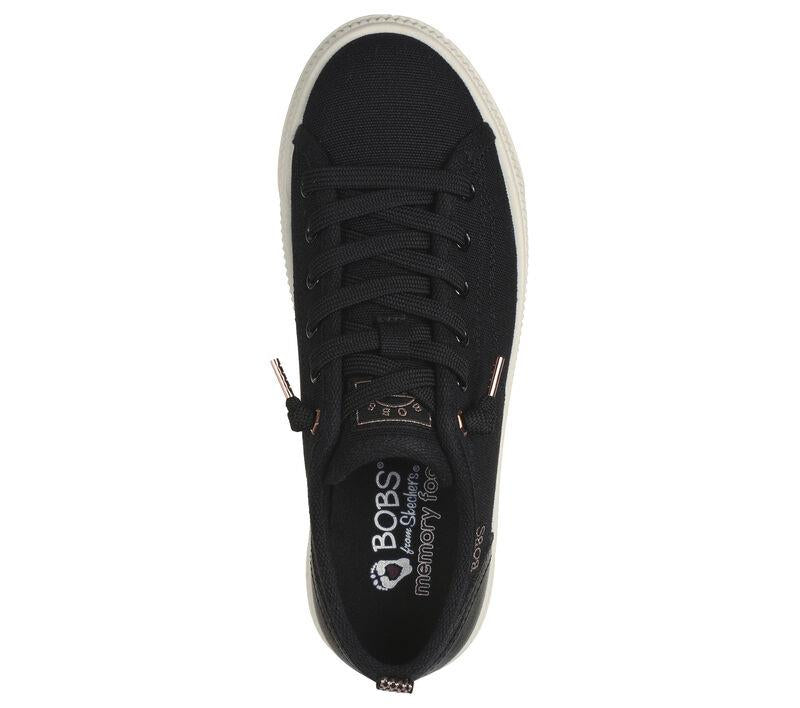 Women's Wide Fit Skechers Bobs Copa 114640 Canvas Shoes in Black - Image 5