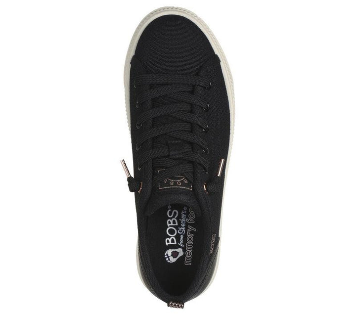 Women's Wide Fit Skechers Bobs Copa 114640 Canvas Shoes in Black - Image 1