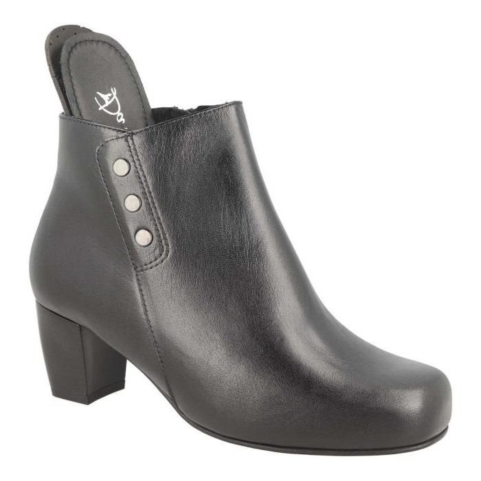 Women's Wide Fit DB Jeannie Heeled Boots in Black Nappa Leather - Image 1