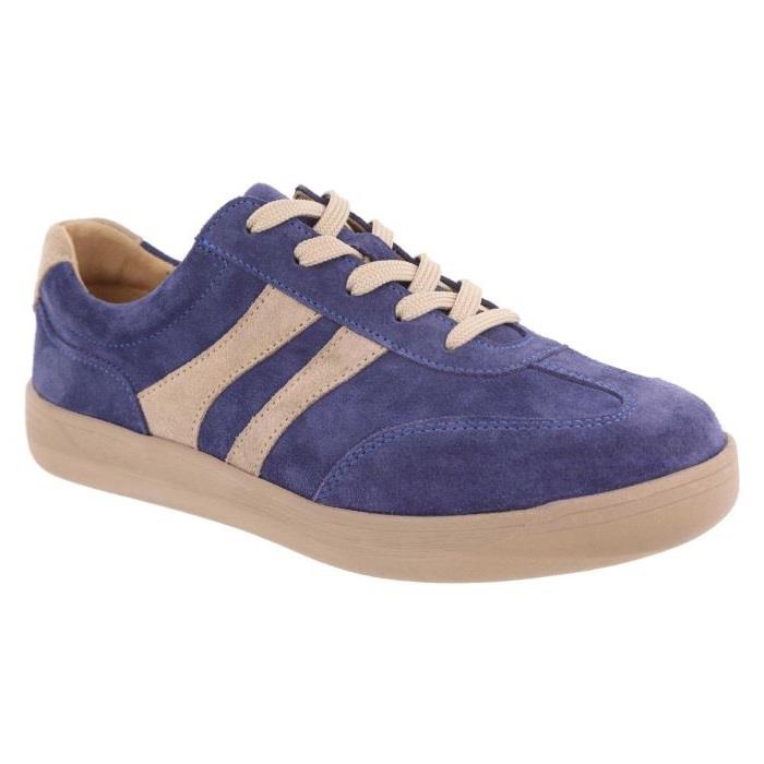 Women's Wide Fit DB Hannah Lace Up Trainers in Black Suede - Image 1