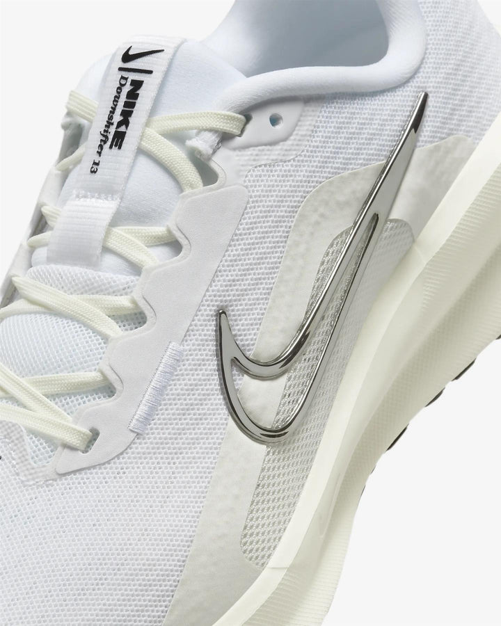 Women's Wide Fit Nike FZ3088-100 Downshifter 13 Trainers in White Plantinum/Tint - Image 1