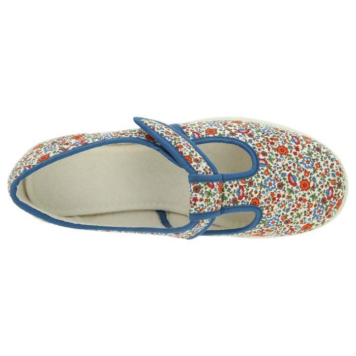 Women's Wide Fit DB Moorhen Shoes in Blue Multi Floral - Image 5