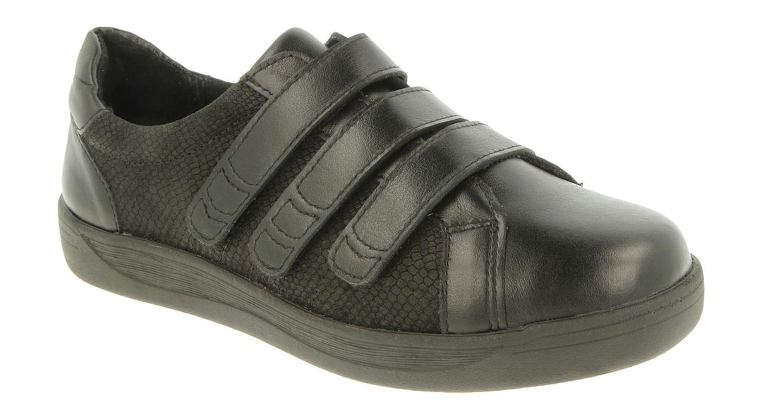 Womens Wide Fit DB Rosalind Shoes in Black Leather - Image 2