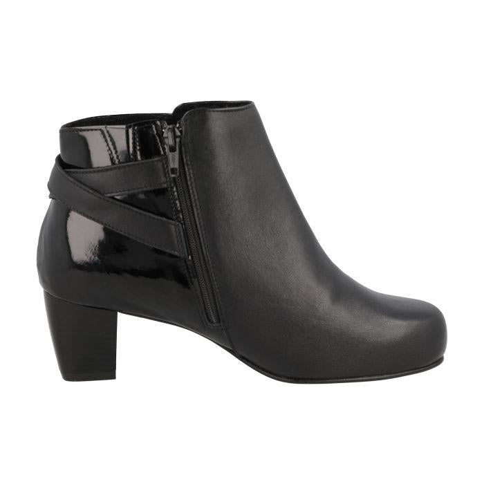 Women's Wide Fit DB Belmont Boots in Black lea / patent - Image 3