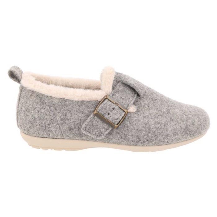 Women's Wide Fit DB Gracie Buckle Slippers in Navy Felt - Image 1
