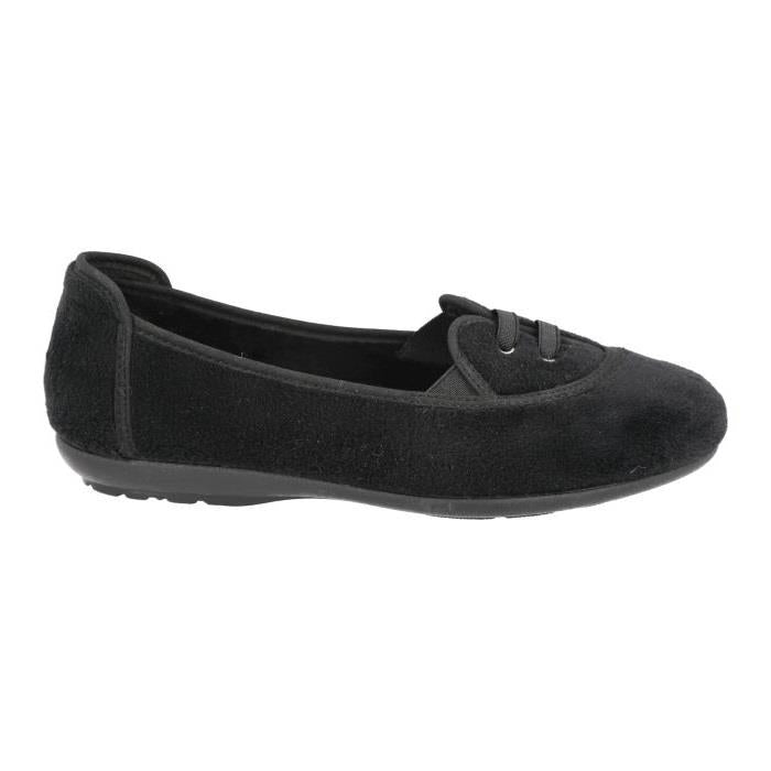Women's Wide Fit DB Kent Slippers in Black Velour - Image 2