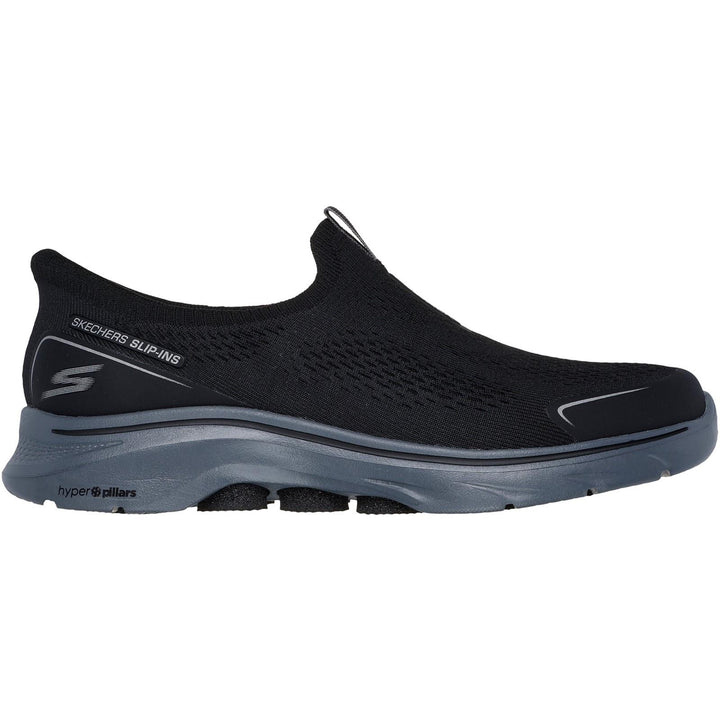 Men's Wide Fit Skechers 216553 Slip-ins Go Walk 7 Easy On Evolution Trainers in Black/Charcoal - Image 1