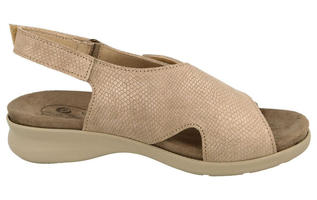 Womens Wide Fit DB Island Sandals in Cream Snake Print - Image 8