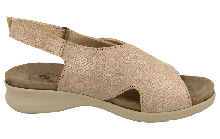Womens Wide Fit DB Island Sandals in Cream Snake Print - Image 1