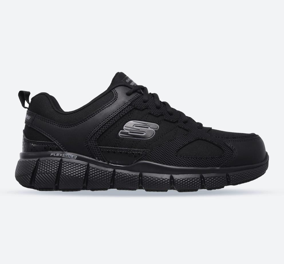 Men's Wide Fit Skechers 77152EC Telphin Sanphet Slip Resistant Trainers in Black - Image 1