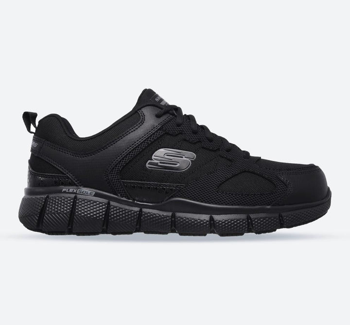 Men's Wide Fit Skechers 77152EC Telphin Sanphet Slip Resistant Trainers in Black - Image 1
